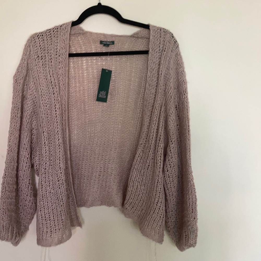 Dusty pink open front sweater